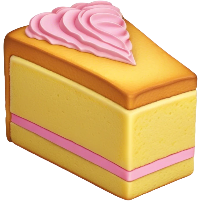 slice of sponge cake, with minimal pink frosting emoji