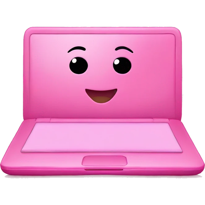 Pink laptop with face emoji