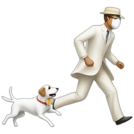invisible man chasing a dog emoji