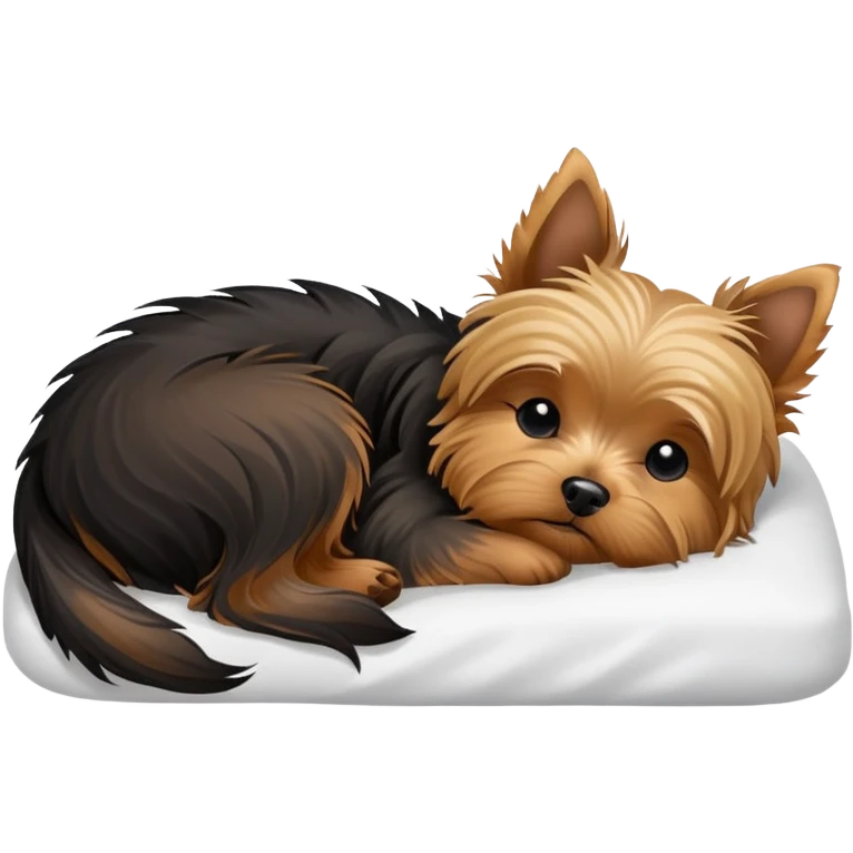 Yorkshire terrier sleeping on bed emoji
