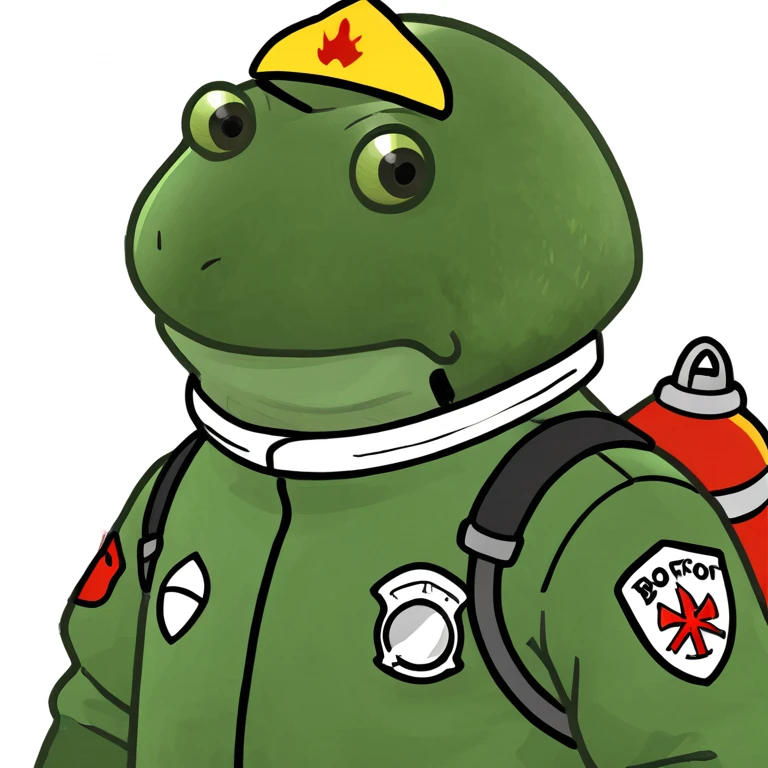 bufo in a fir fighter suit emoji