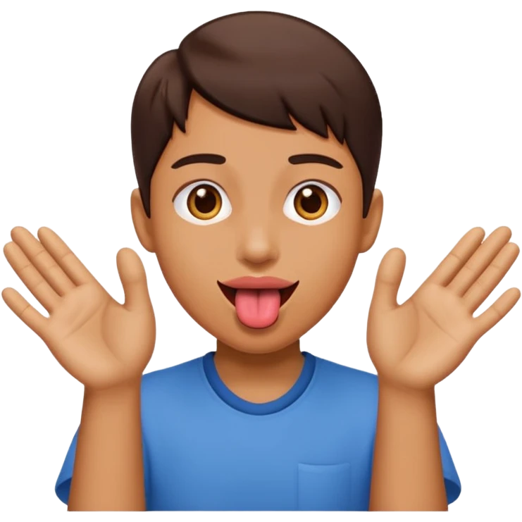 Tongue out with hands to the side emoji