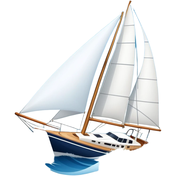 An icon featuring a sleek sailboat with billowing sails cutting through the waves. The design includes the boat's mast, a wind-filled sail, and water splashes, symbolizing the thrill and skill of sailing. Transparent background highlights the elegance and power of wind-driven sports. emoji