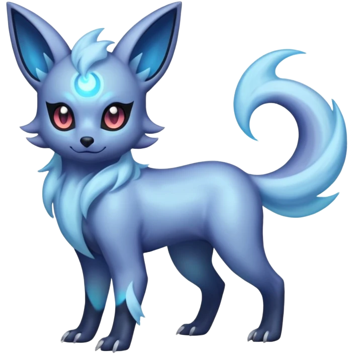 Pastel Shiny Iridescent Bioluminescent Transparent Absol-Zorua-Umbreon-fusion (full body) emoji
