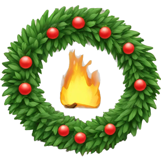 Christmas wreath over fireplace  emoji