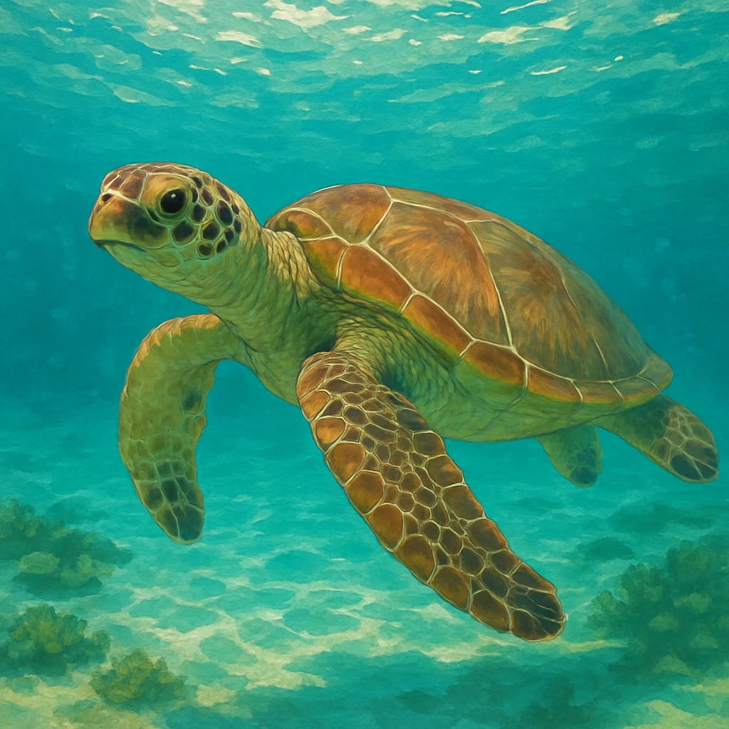 sea turtle in beautiful clear turquoise caribbean sea underwater emoji