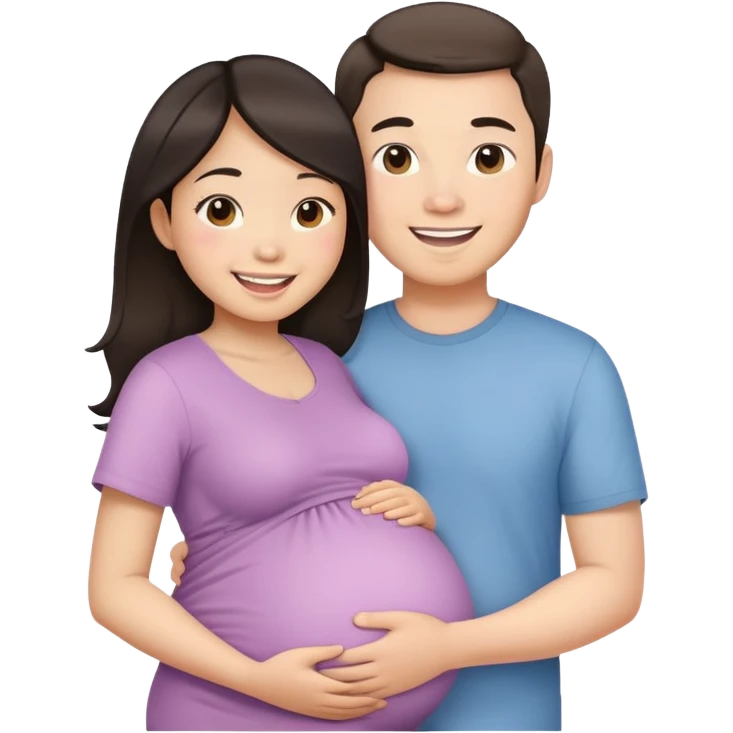 Asian girl pregnant and white guy couple  emoji