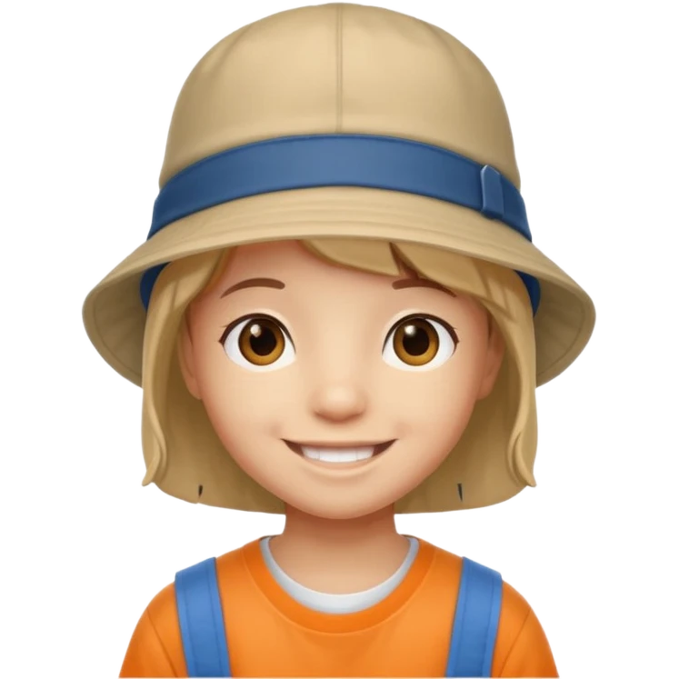 A little student with bucket hat emoji