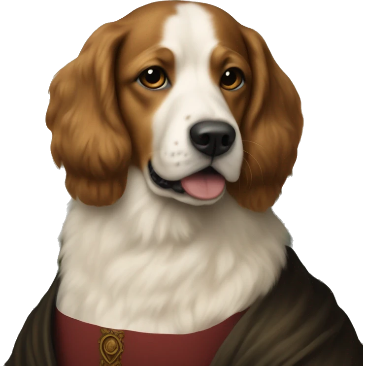 a dog painting monalisa emoji