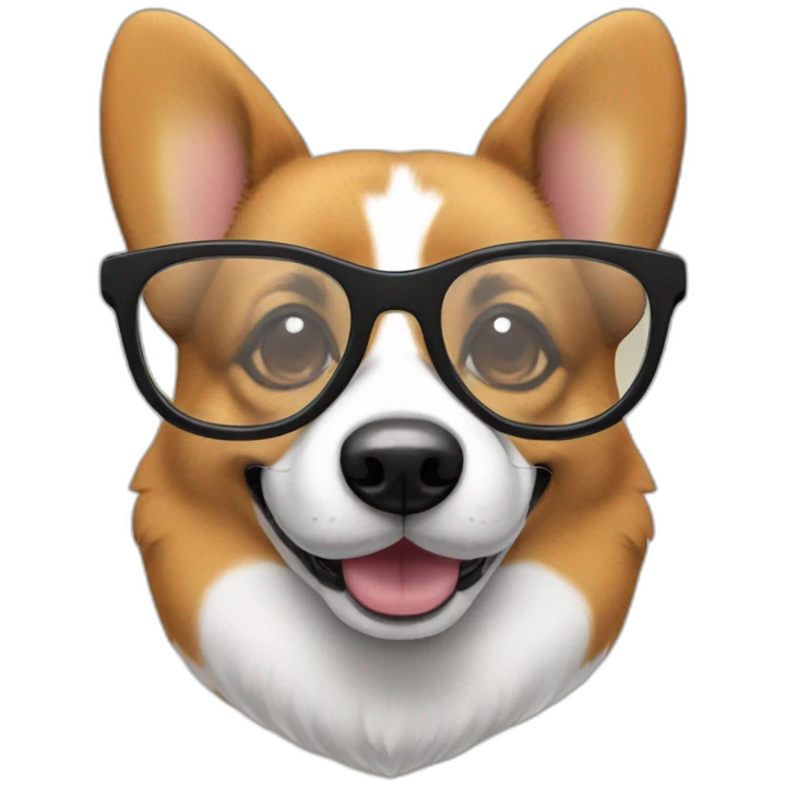 black corgi with glasses emoji