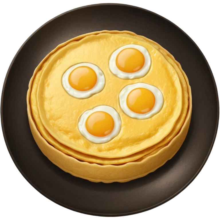 Round spanish potato omelet no plate, plain ok top no toppings nor yolks emoji