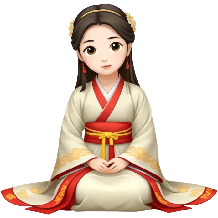 Beautiful girl in Hanfu sitting on the ground emoji