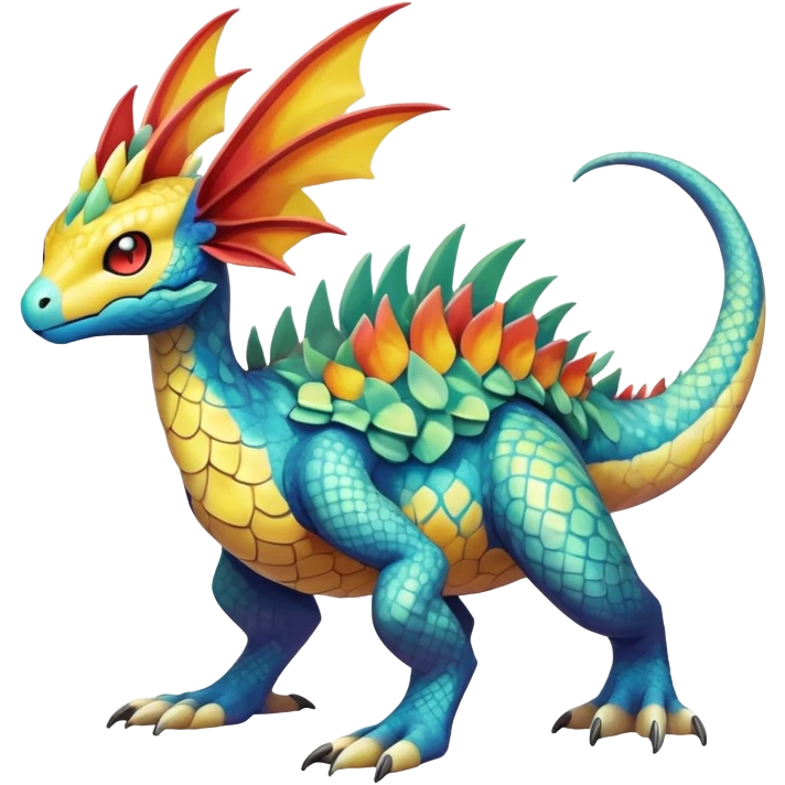 cool exotic fantasy-creature-Fakémon-Pokémon, full body, with markings emoji