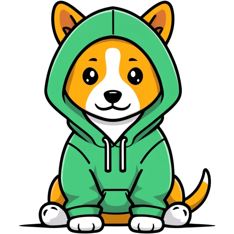 Dog wearing a hoodie emoji