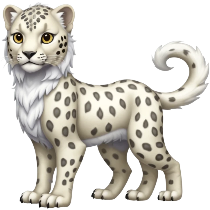 Albino white-furred Snow-Leopard-Gryphon-griffin-chimera-hybrid, full body emoji