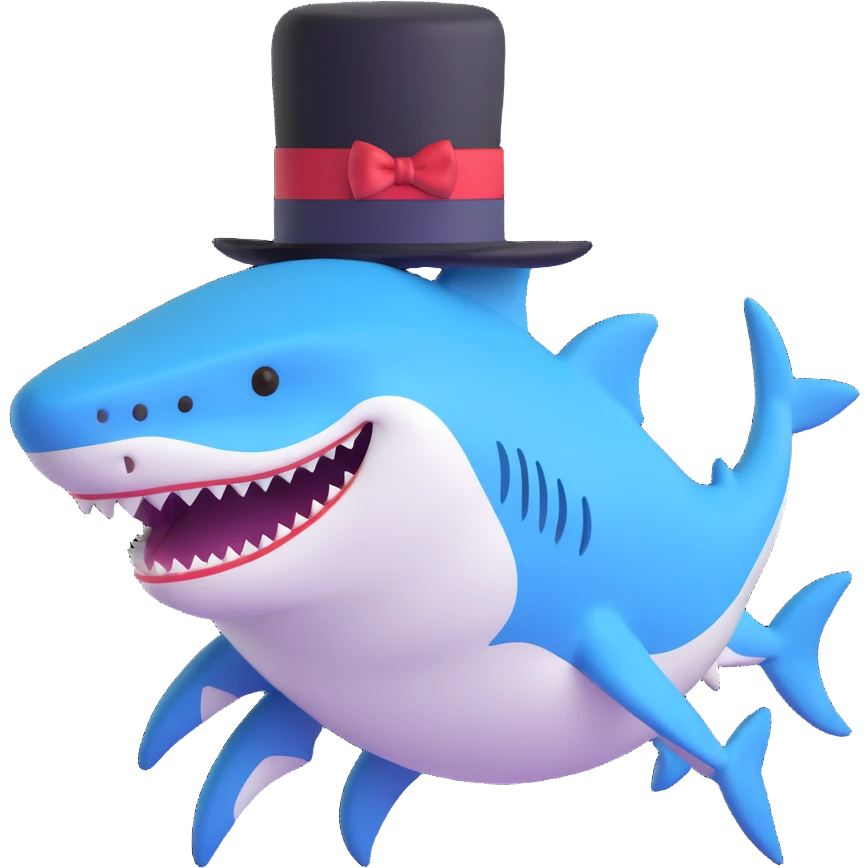 shark wearing a top hat emoji