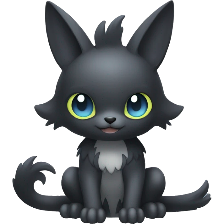 Cute cool shiny fantasy dark-shadow-themed animal hybrid Fakemon full body emoji