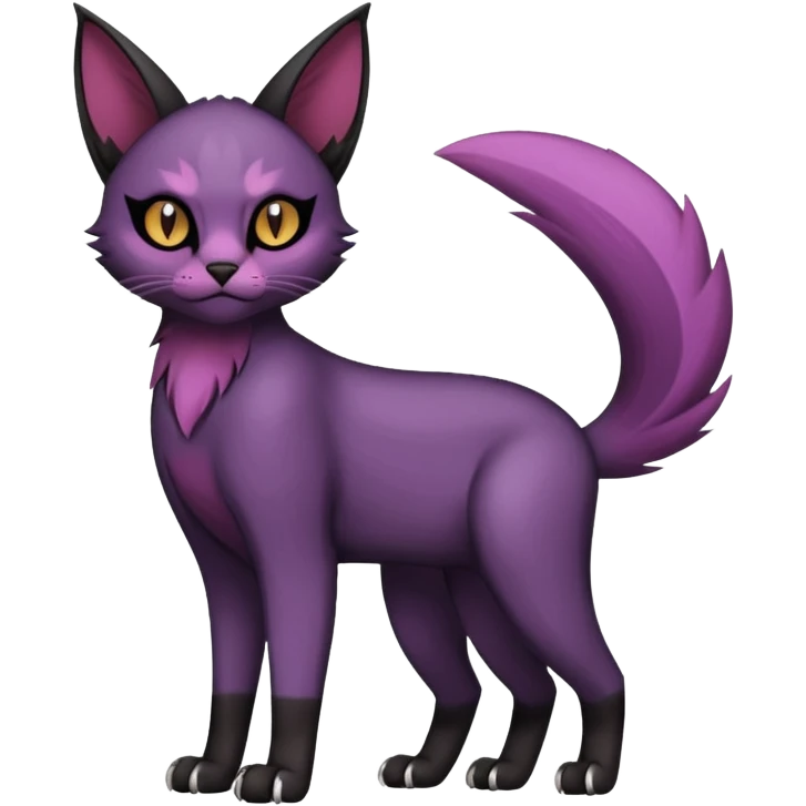 Black edgy Noibat-Purloin-Torracat-Caracal-cat-Fakemon full-body emoji