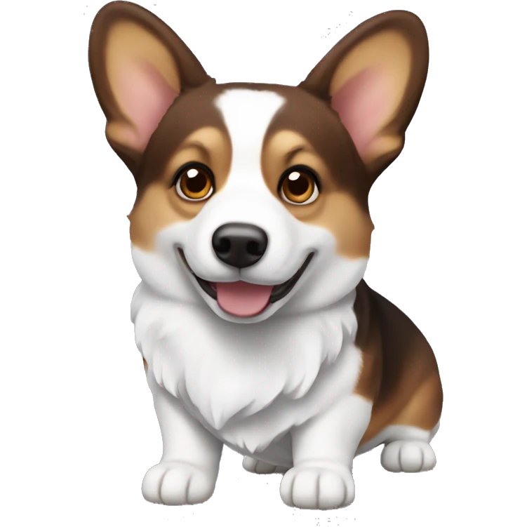 dark brown and white corgi emoji