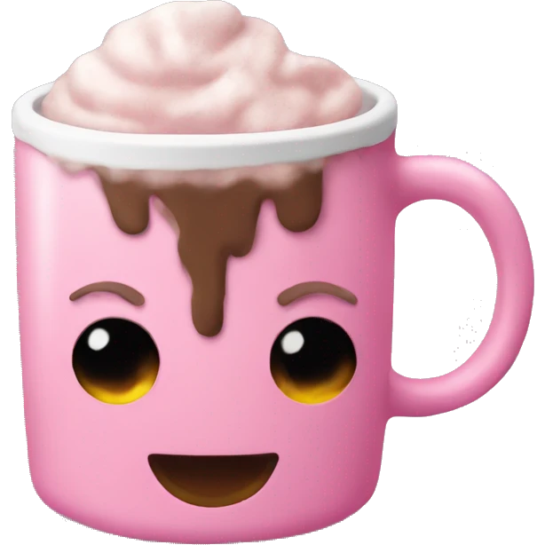 Pink mug with hot cocoa  emoji