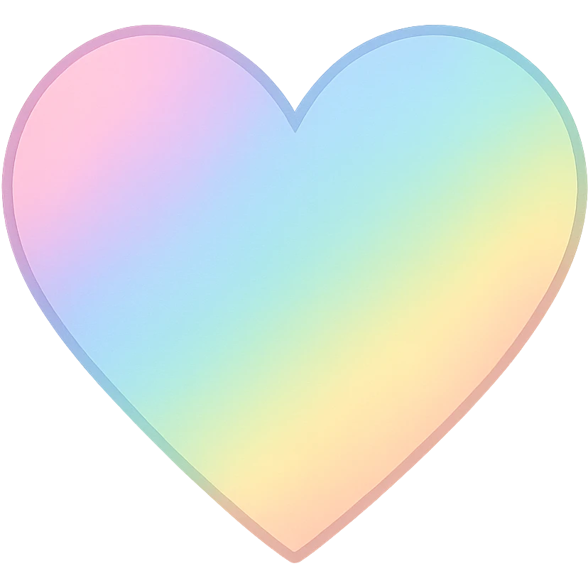 heart icon with a pastel rainbow gradient, digital illustration emoji