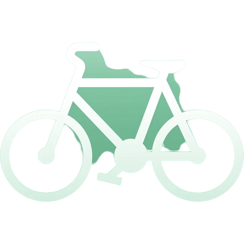 minimal bicycle icon emoji, simple shapes, green and white color scheme, clean background, centered composition emoji