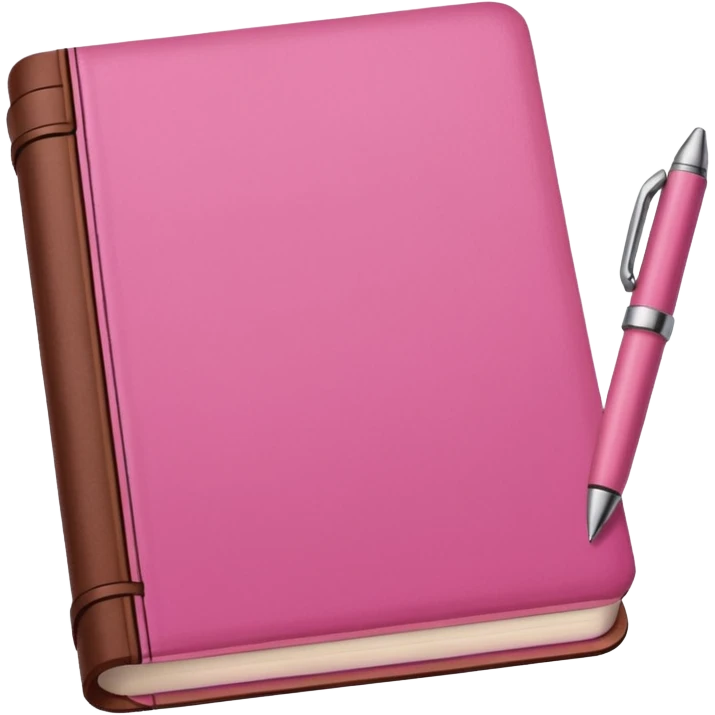 pink and brown diary and pen emoji
