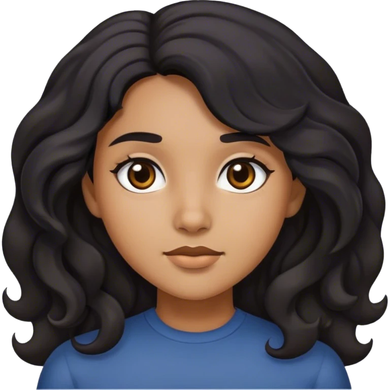 Wavy hair girl black hair and dark eyes emoji