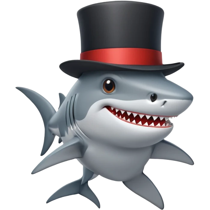 Shark with a top hat emoji