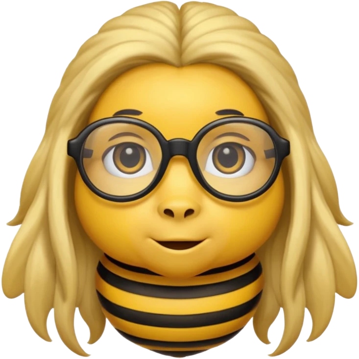 long hair bee with glasses emoji