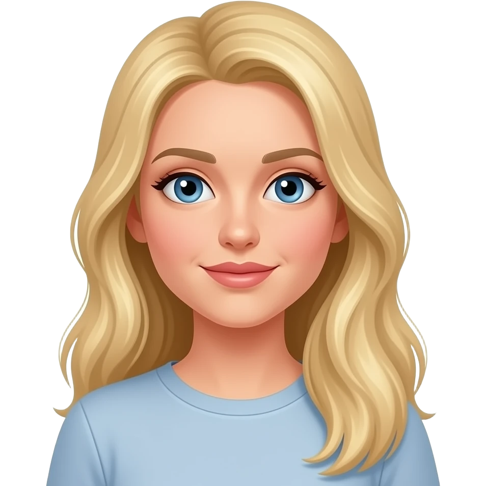 Blue eyes, fair skin, longer blonde hair, medium height, women emoji