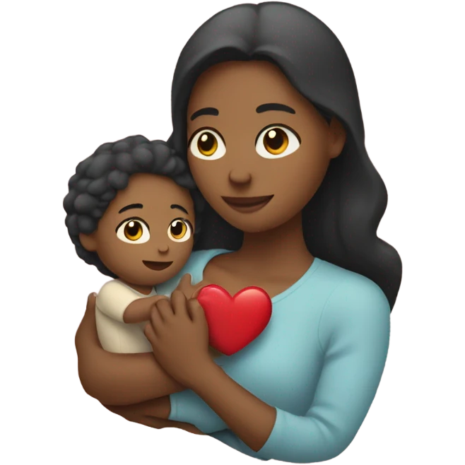 Mother holds her heart in her arm emoji