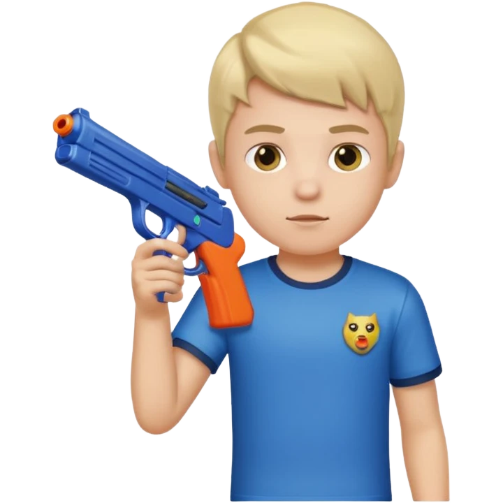 Boy puting gaming shoting shirt and shoting gun emoji
