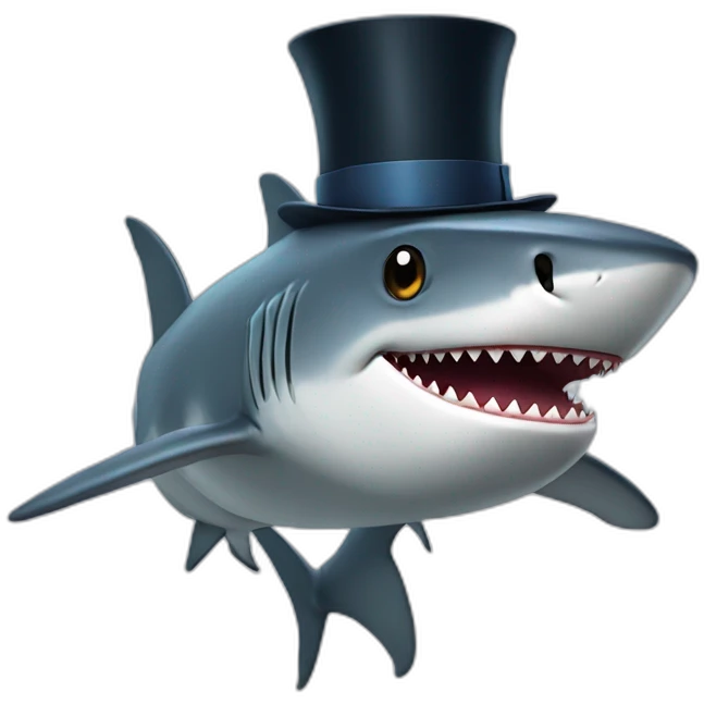 Shark with a top hat emoji