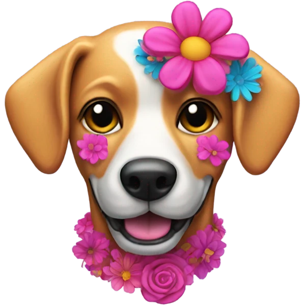 Hot pink skeleton-dog with flowers  emoji