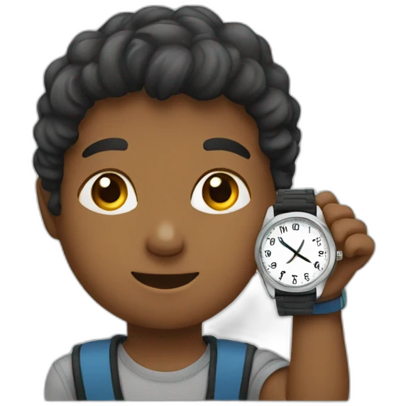 Kid with a watch emoji