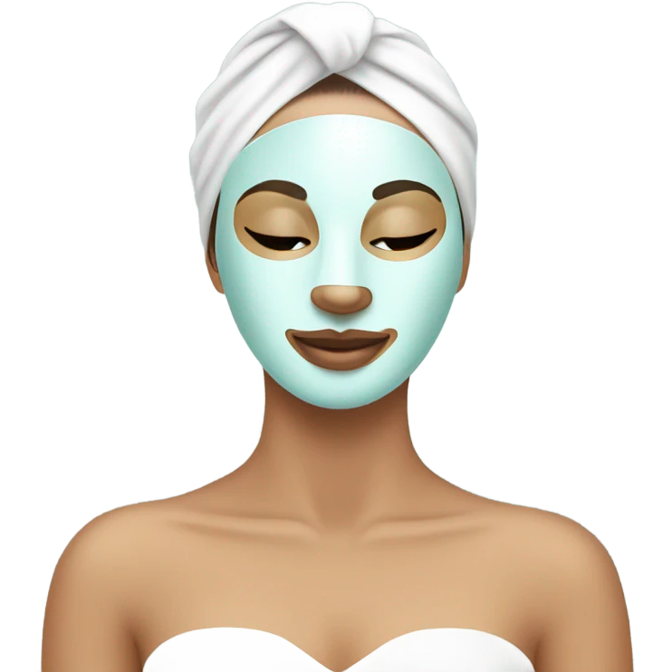 Lady with face mask spa beauty full face relaxing emoji