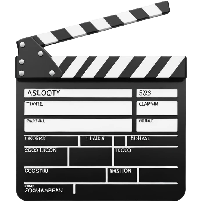 minimal movie clapperboard with essential lines only, clean design, black and white emoji