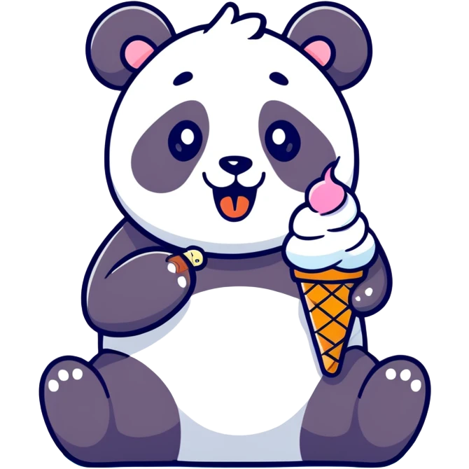 Panda eating ice cream emoji