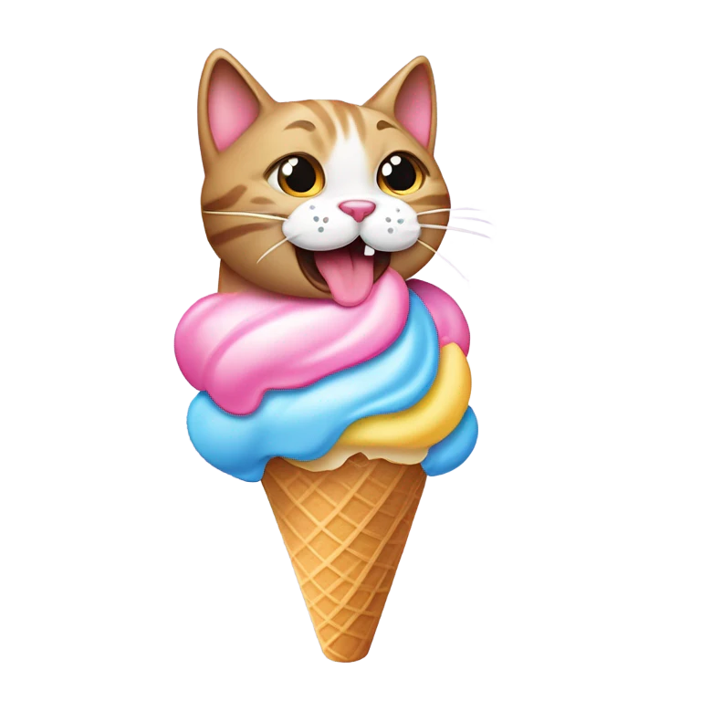 Cat eating ice cream emoji