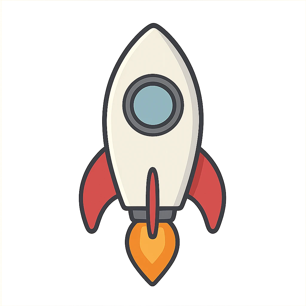 simple rocket ship, general style, clean and minimalistic emoji