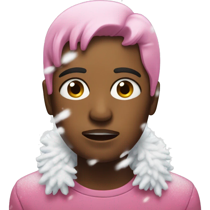 Pink hurt with snow emoji