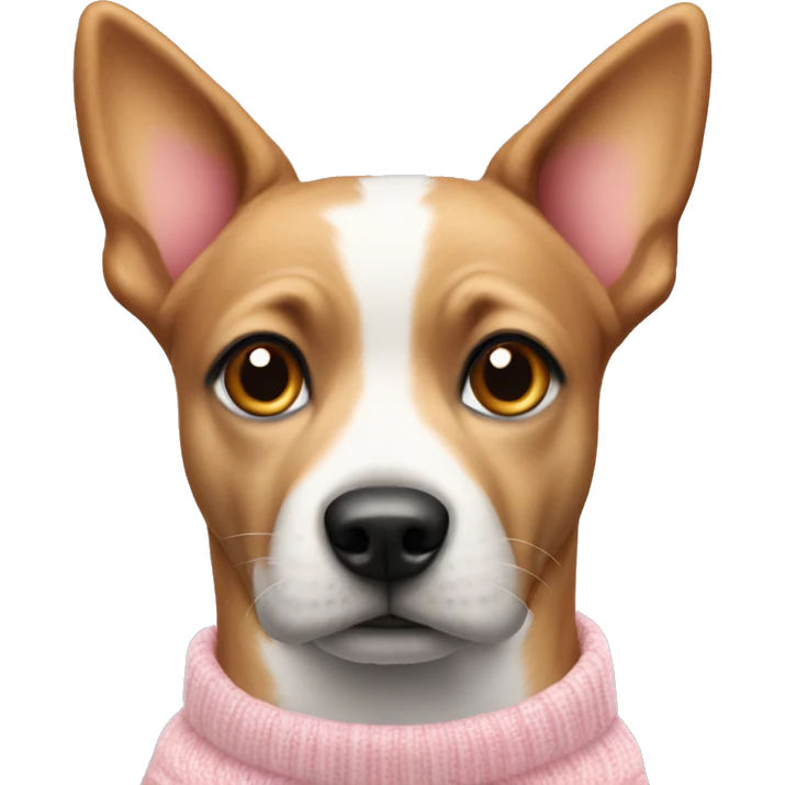 Dog in a light pink and white Christmas sweater  emoji