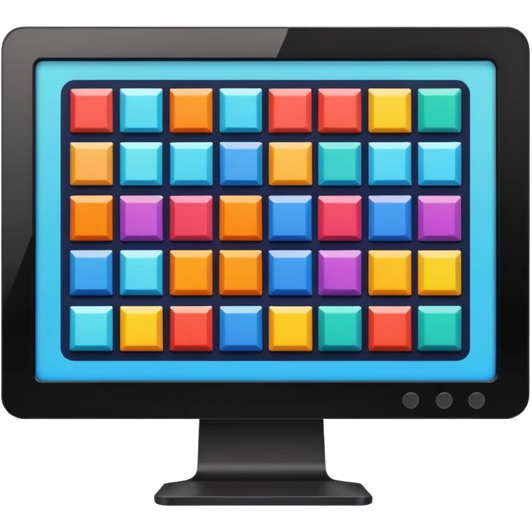 A monitor screen, showing some colorful layouts like scquares, rectangles, etc. emoji
