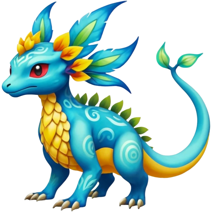 Elemental Exotic Colorful Fantasy Pokémon-Fakémon-hybrid-creature (full body) emoji
