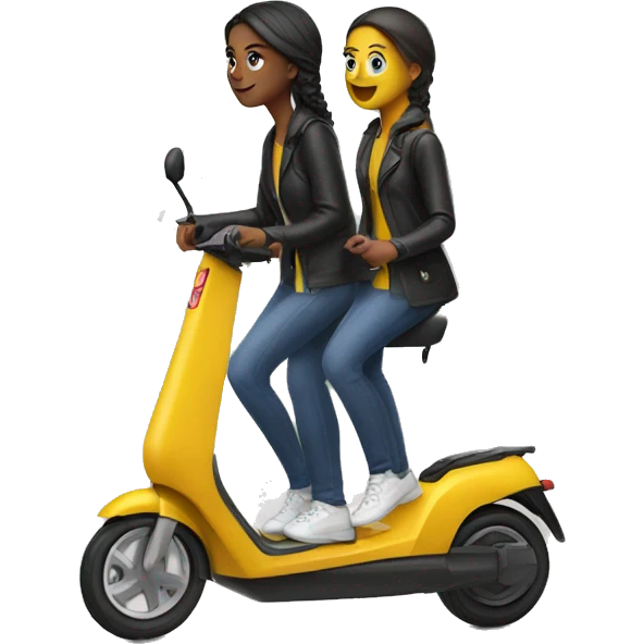 2 girls on a standing e-scooter emoji