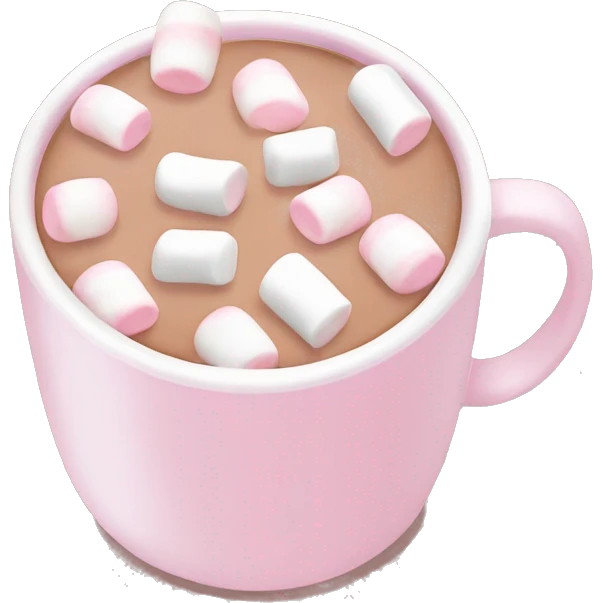 Light Pink mug of hot chocolate with marshmallows  emoji