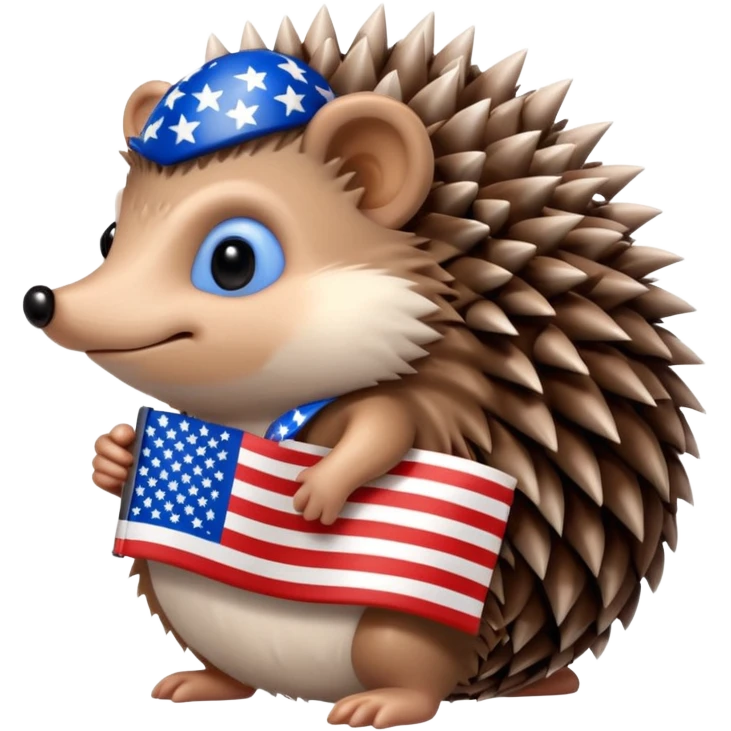 Hedgehog w American flag emoji