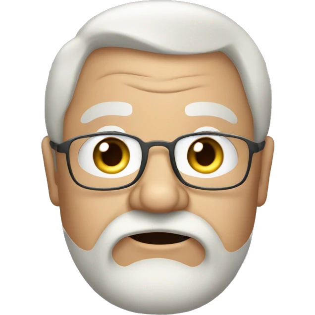 Obese, elderly man, beard, long hair emoji
