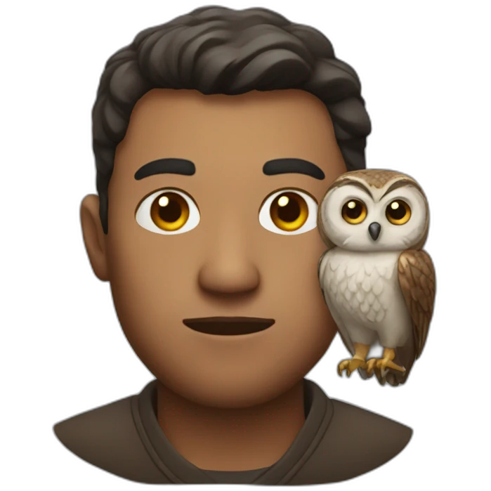 a man with owl traits in his face emoji